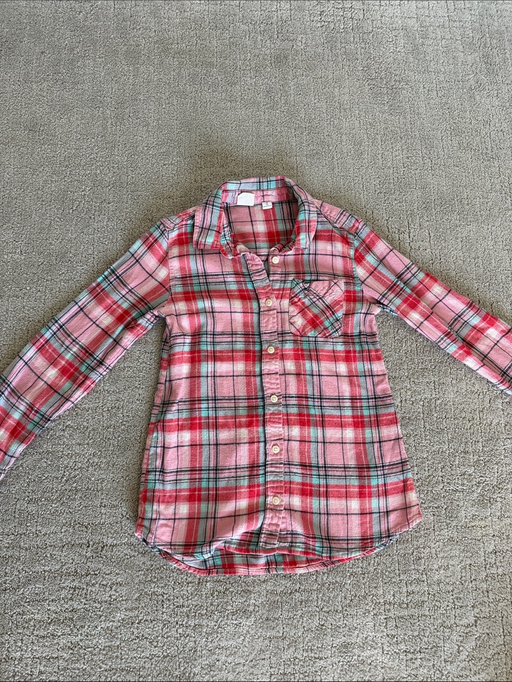 GAP Pink Red Plaid Girls Button-Down Shirt